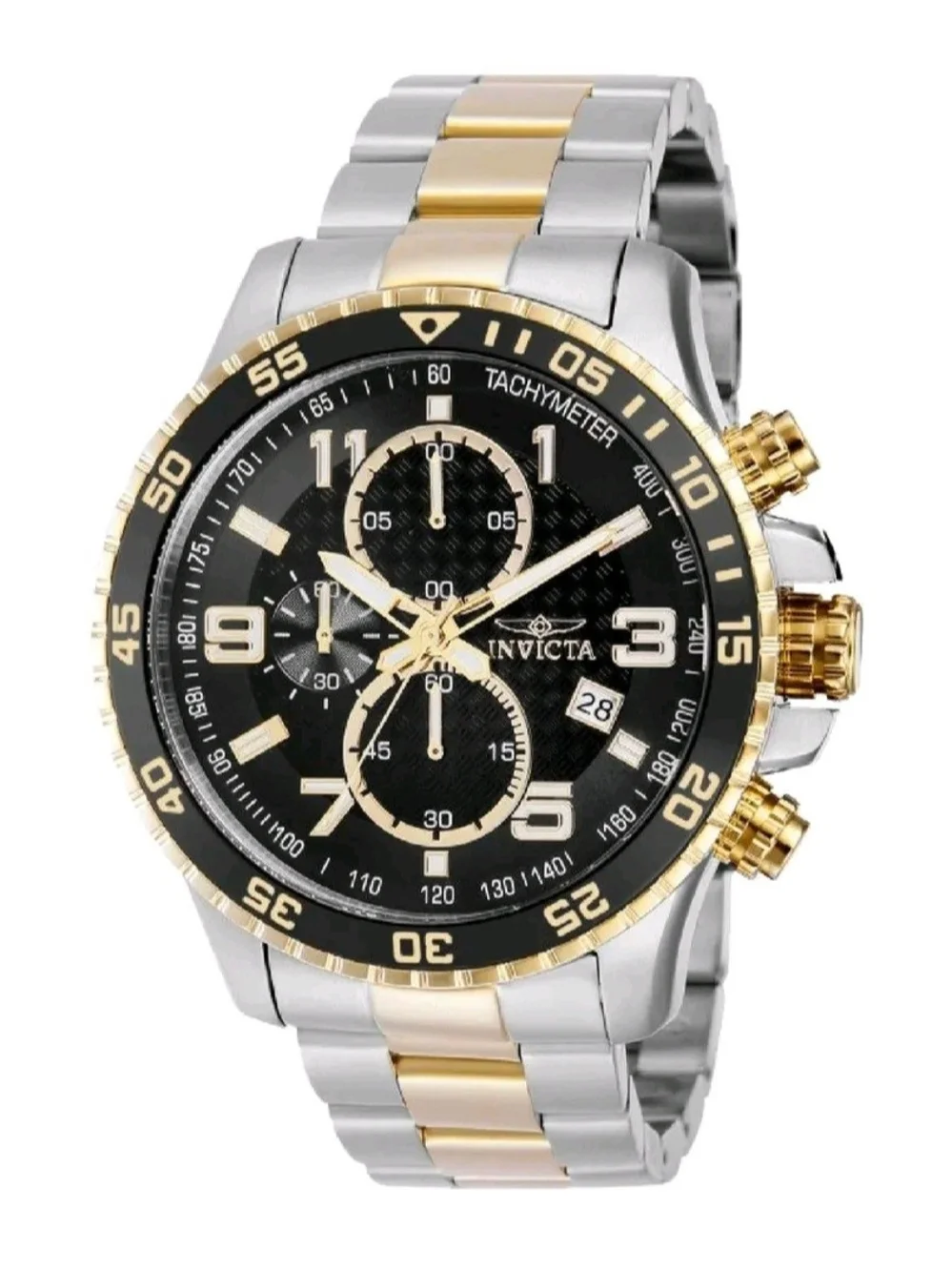 Invicta Two-Tone Chronograph Watch — Black & Gold